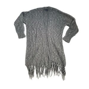 American Eagle Gray Cozy Knit Fringe Cardigan – Boho Long Sweater Women’s XS/S
